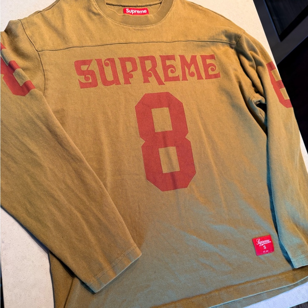 SOLD‼️Supreme Khaki Long Sleeve with Red Accents